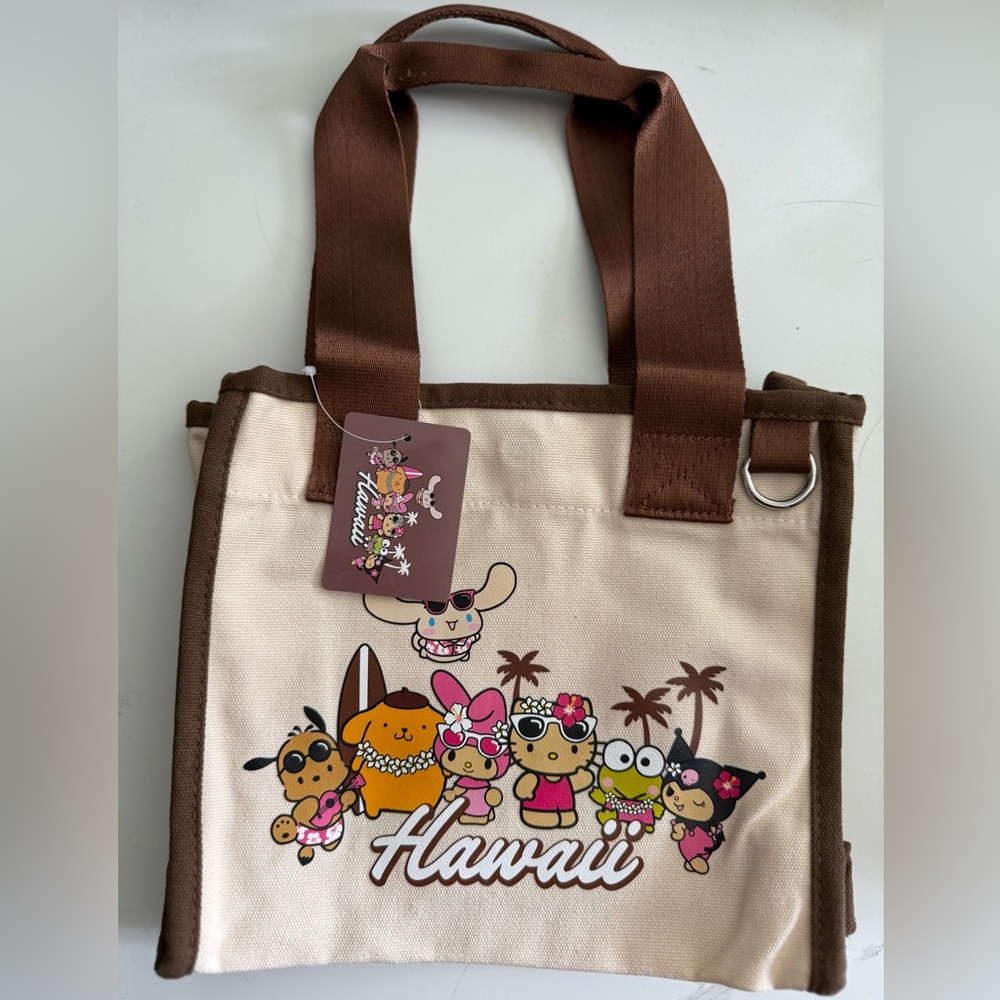 Hawaii Hello Kitty and friends Canvas Tote Bag in Cream & Brown